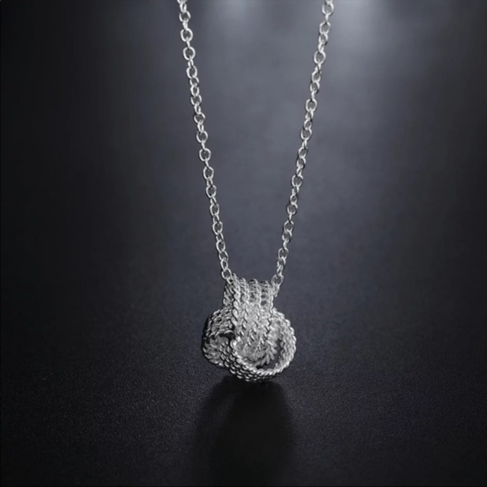 STAMPED 925 Sterling Silver Mesh Knot Pendant Necklace’s